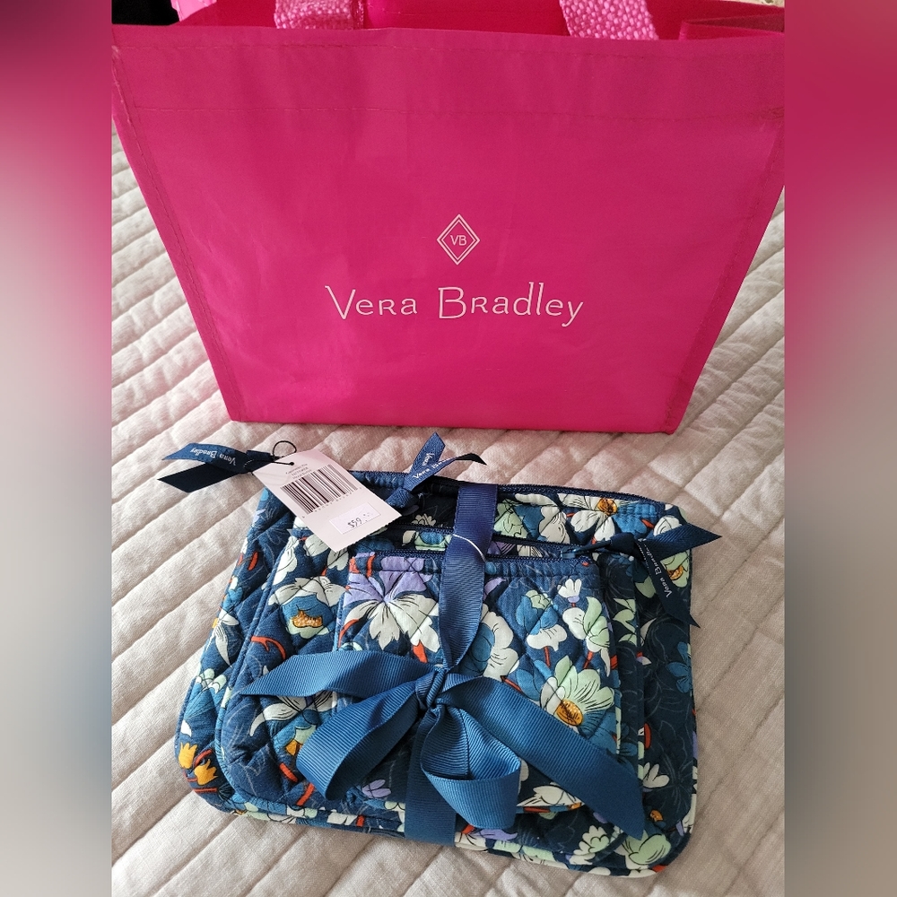 Vera Bradley Women's Cotton Cosmetic Trio Makeup Bag